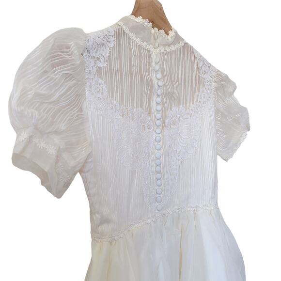 Vintage Alfred Angelo Edythe Vincent 1950s 60s Womens Wedding Dress Gown Lace XS - Picture 3 of 16